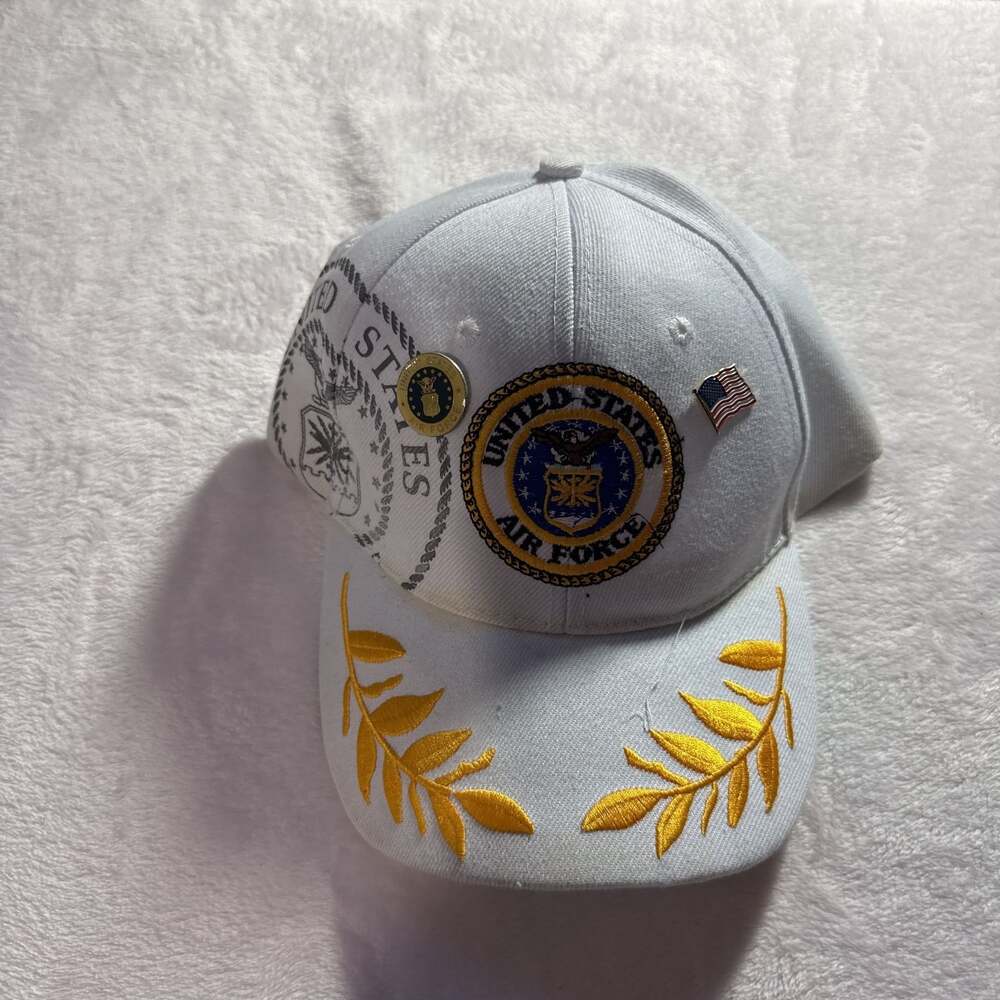 United States Air Force Baseball Cap with Embroidered Gold Laurel Leaves - Picture 2 of 5